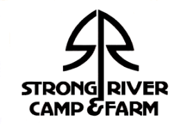 strong river camp and farm logo